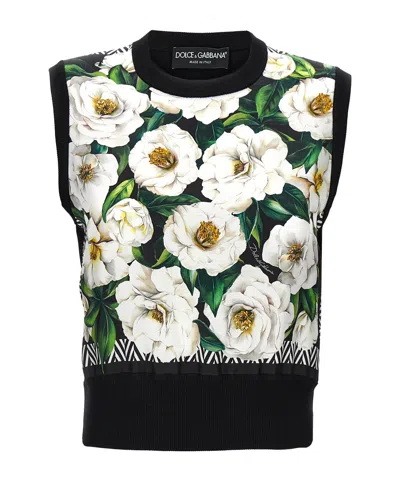 DOLCE & GABBANA DOLCE  GABBANA FLORAL PRINTED KNITTED VEST