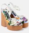 Dolce & Gabbana Heel Sandals With Floral Print And Platform In Multicoloured
