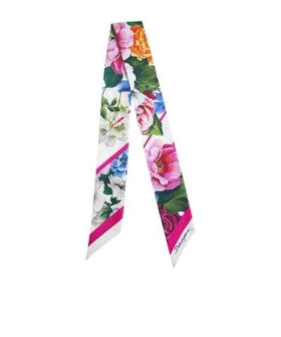 Dolce & Gabbana Floral Print Silk Twill Headscarf In Multi