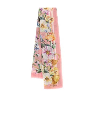 Dolce & Gabbana Floral Printed Scarf In Pink