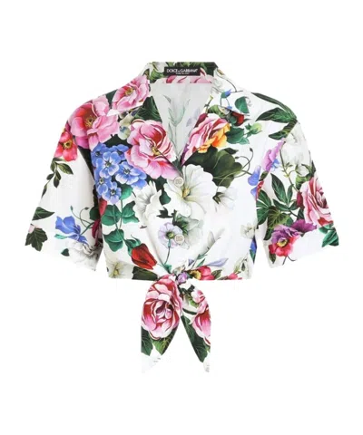 DOLCE & GABBANA DOLCE  GABBANA FLORAL PRINTED CROPPED SHIRT
