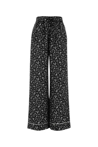 Dolce & Gabbana Floral Printed Silk Pajama Pants For Women In Black