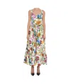 Dolce & Gabbana Multicolor Long Dress With All-over Floral Print In Cotton Woman In Multicolor