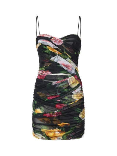 DOLCE & GABBANA FLORAL PRINTED SPAGHETTI STRAP MINI DRESS