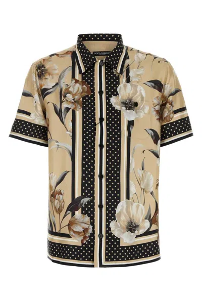 Dolce & Gabbana Floral Printed Twill Hawaiian Shirt In Multi
