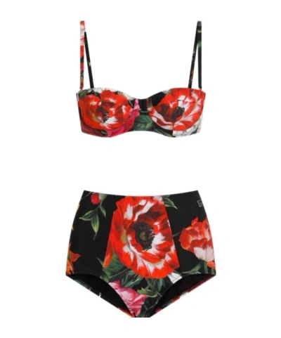 Dolce & Gabbana Dolce  Gabbana Floral Printed Two-piece Swimsuit In Multi