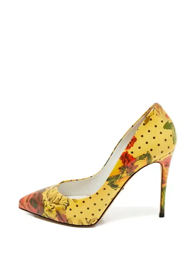 Pre-owned Dolce & Gabbana Floral Pumps In Yellow