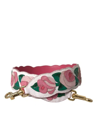 Dolce & Gabbana Floral Quilted Calf Leather Shoulder Strap In White