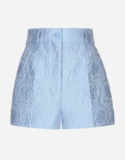 Dolce & Gabbana Floral Quilted Jacquard Shorts In Purple