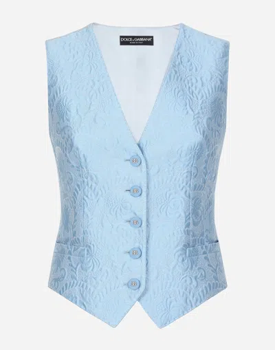 DOLCE & GABBANA FLORAL QUILTED JACQUARD VEST