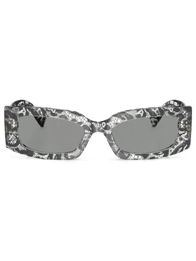 Dolce & Gabbana Floral Rectangle-frame Sunglasses In Multi
