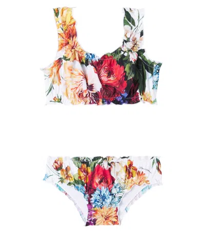 DOLCE & GABBANA FLORAL RUFFLED BIKINI