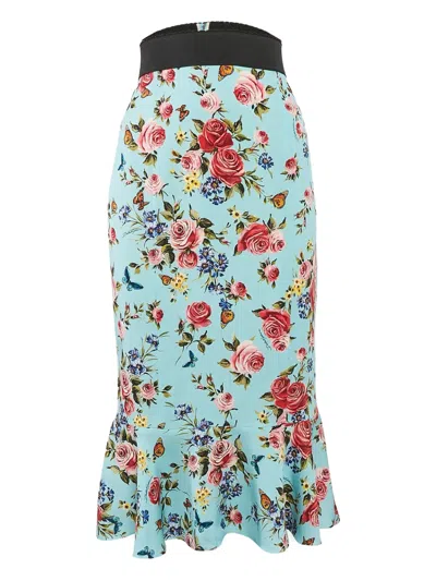 Pre-owned Dolce & Gabbana Floral Ruffled Skirt