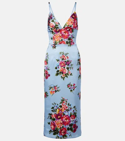 DOLCE & GABBANA FLORAL SATIN MIDI DRESS