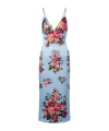 Dolce & Gabbana Floral Midi Dress Fitted Silhouette In Blue