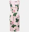 Dolce & Gabbana Pink Rose Print Satin Sheath Dress
