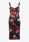 Dolce & Gabbana Anemone Floral Satin Bustier Dress