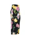 Dolce & Gabbana Black Midi Skirt With All-over Floral Print In Black/yellow