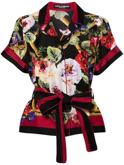 Dolce & Gabbana Floral Shirt Clothing In Black