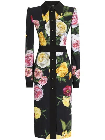 Dolce & Gabbana Floral Shirt Dress In Multicolour
