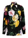 Dolce & Gabbana Multicolor Shirt With Oversize Pointed Collar And All-over Floral Motif In Silk Stretch Woman In Multicolor
