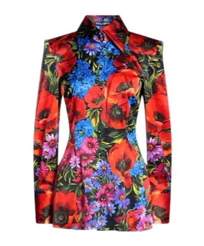 Dolce & Gabbana Floral Shirts Blouses In Red