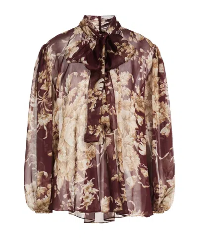 Dolce & Gabbana Floral Shirts In Wine Red