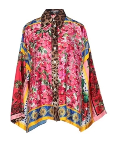 Dolce & Gabbana Floral Shirtsblouses In Pink