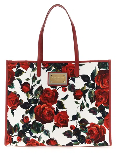 Dolce & Gabbana Women Large Canvas Tote Bag In Red
