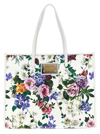 Dolce & Gabbana White Shopper With All-over Floral Motif