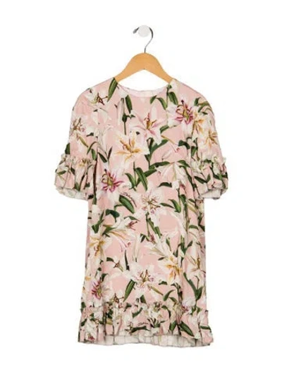 Pre-owned Dolce & Gabbana Kids' Floral Short Sleeve Dress In Pink