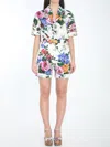 Dolce & Gabbana Multicolor Bermuda Shorts With All-over Floral Pattern Print In Cotton Woman