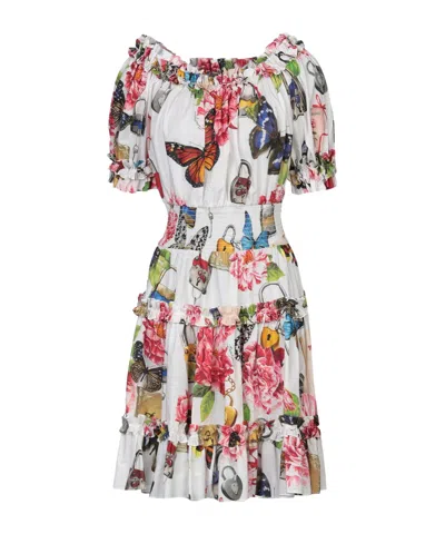Dolce & Gabbana Floral Short-sleeve Dress In White