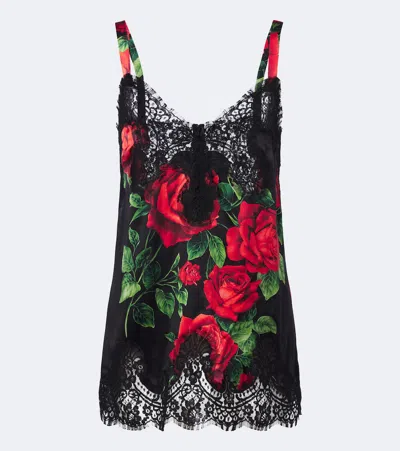 Dolce & Gabbana Floral Silk And Cotton-blend Camisole In Multicoloured