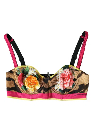 Dolce & Gabbana Floral Silk Blend Bustier Crop Top In Multicolor