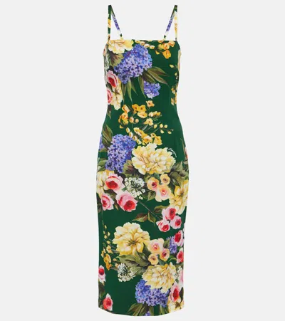 Dolce & Gabbana Floral Silk-blend Cady Midi Dress In Multi