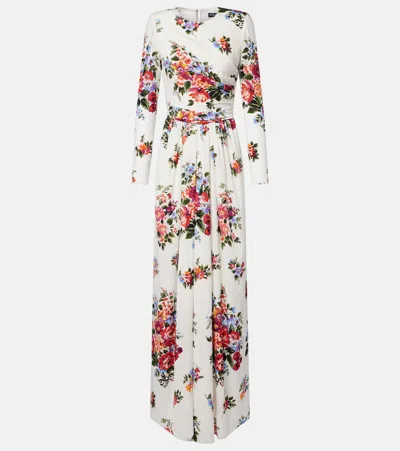 Dolce & Gabbana Floral Silk-blend Charmeuse Gown In White