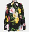 Dolce & Gabbana Multicolor Shirt With Oversize Pointed Collar And All-over Floral Motif In Silk Stretch Woman In Multicoloured