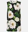 Dolce & Gabbana Gardenia Print Stretch Silk Charmeuse Sleeveless Top In Multicoloured