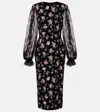 Dolce & Gabbana Women Black Dress With Round Neckline And All-over Floral Motif In Silk Blend Woman In Black