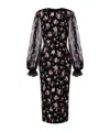 Dolce & Gabbana Women Black Dress With Round Neckline And All-over Floral Motif In Silk Blend Woman In Black
