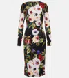 Dolce & Gabbana Black Multi Color Printed Silk Midi Dress In Multicoloured