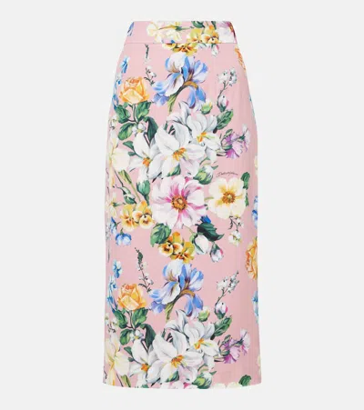 DOLCE & GABBANA FLORAL SILK-BLEND PENCIL SKIRT
