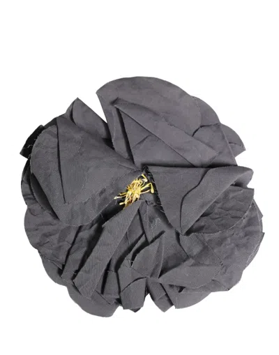 Dolce & Gabbana Floral Silk Blend Poplin Brooch In Gray