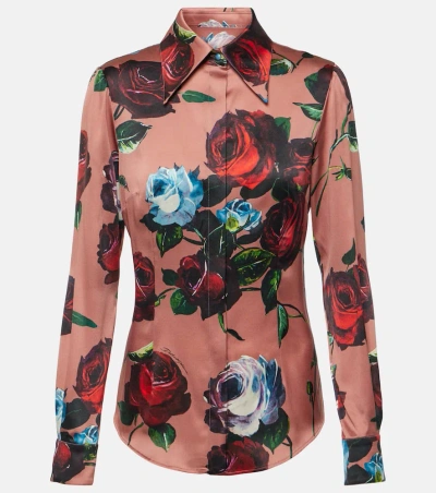 Dolce & Gabbana Floral Silk-blend Satin Shirt In Multicoloured