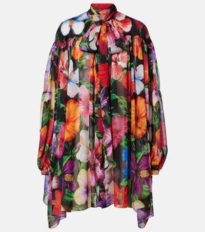 Dolce & Gabbana Floral Silk Chiffon Blouse In Multi