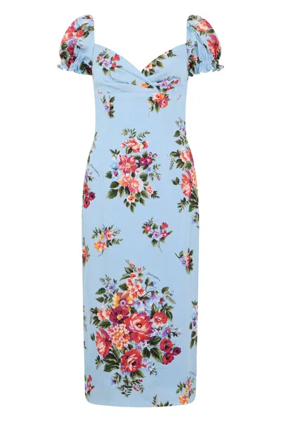 Dolce & Gabbana Floral Silk Dress With Elegant Design In Multi