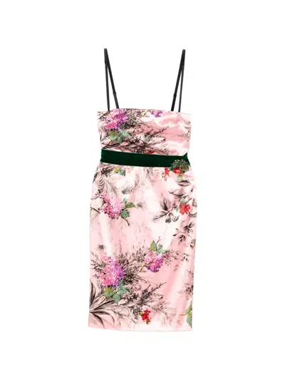 Pre-owned Dolce & Gabbana Floral Silk Midi Dress In Pink