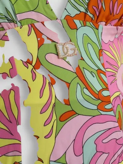 Dolce & Gabbana Floral Silk Mini Dress Fitted Waist In Multi