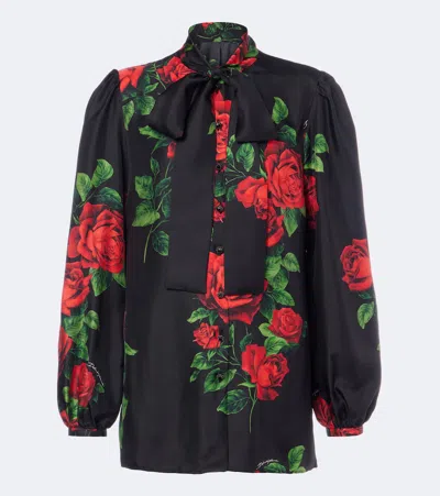 Dolce & Gabbana Floral Silk Satin Blouse In Multicoloured